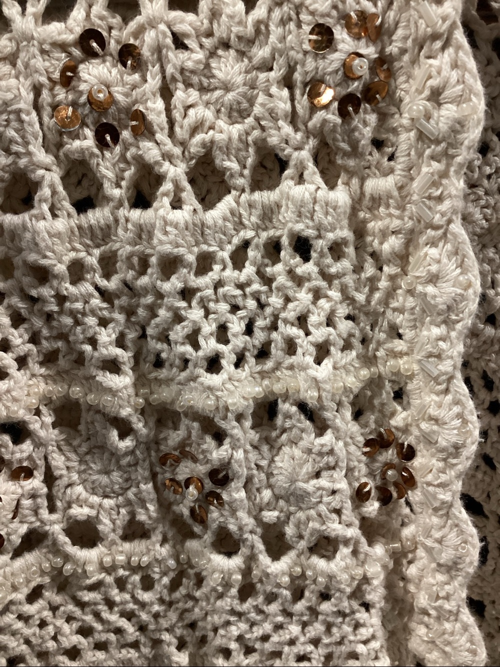 Boston Proper Crochet Tie Front Cardigan M Cream - Picture 2 of 2
